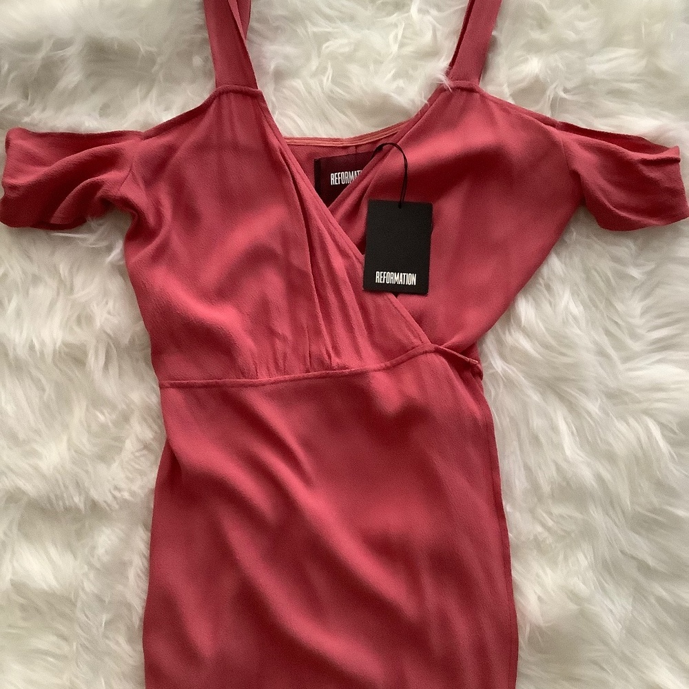 Reformation Jules dress in strawberry